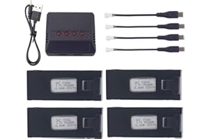 BLLRC 4PCS 3.7V 1800mah Li-ION Batteries & 1PCS 4 in 1 Charger pour E88 E88PRO E88MAX E525 E99 E99PRO P1 P5PRO K3 S1 P8 Télécommande Quadcoptère