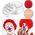 CCbeauty Professional White Face Paint Oil Cream(1.9 oz) with Red ClownNose - Clown Halloween Joker Skeleton Vampire Zombie Makeup Kit for Special Effects SFX DressUp Makeup-Large White Body Paint