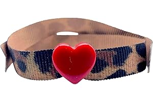 MAISON GIOIELLI FIRENZE NORA PFEIFFER Braccialetto in Tessuto Colorato con Charm in Resina a Forma di Cuore, Bijoux per Donne Bambine e Ragazze