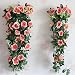Produktbild Kunstseide Rose Blume Efeu Weinblatt Girlande mit grünen Blättern grün für Zuhause Hochzeitsdekoration, Packung mit 2 (Champagner)