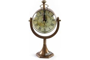 ANTIQUE VIBES Reloj de Navidad de latón antiguo, funciona con pilas, sin tictac, reloj analógico para mesita de noche, sala de estar u oficina, diseño retro vintage