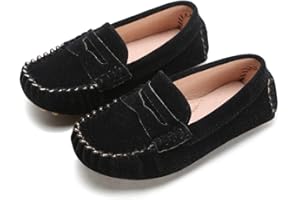 Sunny&Baby Garçons Mocassins Chaussures Enfants Mocassins Slip on Style Doux Semelle Antidérapante Facile on & Off Résistant à l'abrasion (Color : Noir, Taille : 32 EU)