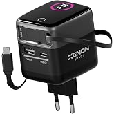 Xenon Smart Hızlı Şarj Adapt&ouml;r&uuml; | 70W GaN USB-C & USB-A Dahili Type-C Kablo PD PPS Dijital Ekran X6413