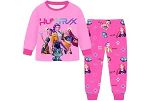 GENERICO Set Pigiama Per Bambine e Ragazze con Stampa Anime 2 Pezzi Pigiama a Maniche Lunghe Maglietta + Pantaloni Set Morbido e Comodo Complete Invernali Sleepwear Abbigliamento Moda Per Bambino 3-14 Anni