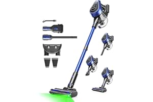 50Min Powerful Wireless Vacuum Cleaner, 550W Wireless Electric Broom, 50KPA Electric Broom, 1.5 L Dust Container Cordless Vacuum Cleaner, Vacuum Cleaner with 8-Layer Filter, Blue