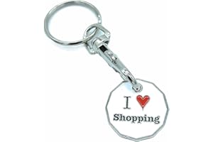 JAM2DAY I Love Shopping Trolley Token Keyring £1 Coin 12-Sided