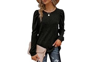 Sampeel Womens Long Sleeve Tops Ladies Lightweight Jumpers Puff Sleeve Sweatshirts