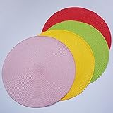 Perfecto para el uso diario. SCF2017 Manteles individuales de plástico trenzado redondo de polipropileno (colores variados) (juego de 4)