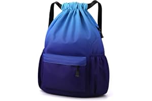 Eucomir Sac à Dos à Cordon, Sac à Cordon Imperméable Large Bandoulière Sacs de Sport à Cordon Sac de Gym Avec Poche Intérieure Et Poche De Sécurité avec Poche Avant Et Arrière Zippée