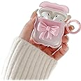 Ownest Compatible with Airpods 2 &1, Cute 3D Colorful Bow Design Shockproof Keychain Cover for Girls Woman Airpods 2 &1-Pink