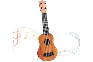 YIBEBE Ukulele Chitarra Giocattolo per Bambini: Mini chitarra per bambini 3 anni - Ukulele Bambini con 4 Corde Regolabili - Musica Giocattoli Educativi per Bambini Principiante Ragazzo (Gray)