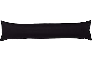 CLASSIC HOME STORE Corduroy Draught Excluder French Patio Door Extra Long Cord Cotton Draft Stopper 3ft (Black)