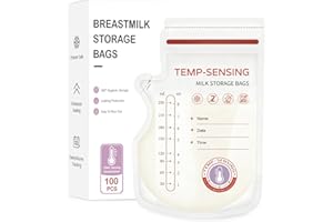 WeSweet 100Pcs Temp-Sensing Breast Milk Storage Bags- 250ml Milk Storage Bags for Breastfeeding with Pour Spout | BPA Free No-Leak