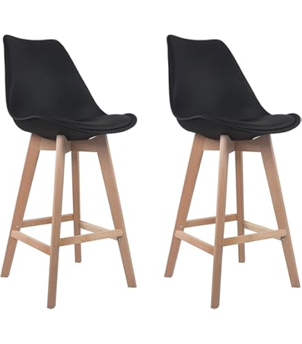 2 Chaises De Bar Patchwork Scandinave - Hauteur D'assise 67 Cm - Dossier Haut Rembourré - Pieds En Hêtre Clair
