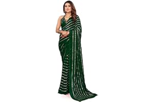MAHEK Fab Georgette-Sari für Damen Stickerei Siquince Lehriya Saree indische Sarees Party Wear Sari mit Blusenteil
