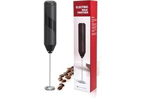 JOQINEER Mousseur à lait électrique portable à piles, mélangeur de boissons pour cappuccino, café à l'épreuve des balles, latte, frappe, matcha