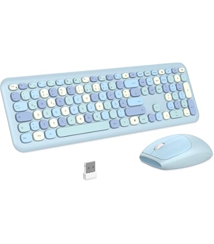 Mobility Lab – ML313887 – Combo Clavier Souris sans fil Pure Color – FR AZERTY, Touches plates et sensibles, Design Compact, Raccourcis, Pavé numérique, Compatibilité Windows – Bleu