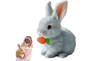 MplehDa Coniglio Realistico, Bunny Realistic Interactive, Giocattolo Di Coniglio Elettrico, Coniglio Rimbalzante, Giocattolo Di Peluche Elettronico Interattivo a Forma Di Coniglietto