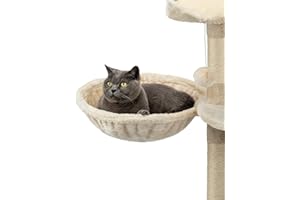 lionto Liegemulde aus weichem Plüsch für Kratzbaum, Ø 40 cm, 15 cm Tiefe, kuschelige Schlafmulde für jeden Katzenbaum mit M8-Gewinde, Stabiler Metallrahmen für kleine und große Katzen, beige