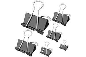 GOODTOU 130pcs Clips - Binder Clips Paper Clamp for Paper 6 Sizes Foldback Paper Clips 15mm 19mm 25mm 32mm 41mm 51mm