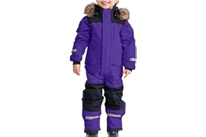 SKAJGL Skioverall Unisex Kinder Winddicht mit Kapuze Schneeanzug Wasserdicht Atmungsaktiv Winteranzug Verdickt Warm Schneeoverall