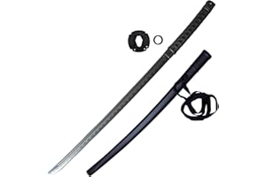 Katana d'Entraînement Sabre Japonais en Polypropylène Bokken avec Etui et Tsuba 105 cm, Noir