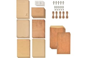 BUYGOO 130 Pack Vintage Letter Writing Paper and Envelopes Set Vintage Stationary Paper Includes 40 Sheets A5 Letter Papers, 20 Kraft Envelope,10 Waterproof Envelope, 20 Retro Keys,20 Hemp Rope, 20 Stickers