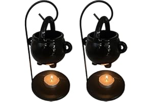 POMUROM Quemador de cera de bruja, quemador de aceite colgante, quemador de cera, soporte para velas de té, calentador de cera de Halloween, difusor de aroma para aceites esenciales, quemador de cera para