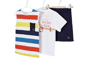 MAYORAL Chandal Niño Verano – Conjunto Deportivo Niño - Conjunto Verano Niño - Sport – Pack 2 Camisetas manga corta y Pantalon corto para niño – Para niños de 2 años a 8 años