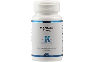 ‎KLEAN LABS Klean Labs - Mangan 11mg - 90 Kapseln - vegan, ohne Gentechnik, ohne unerwünschte Zusätze - für einen normalen Energiestoffwechsel