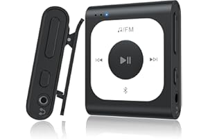 AGPTEK 64GB Reproductor MP3 con Bluetooth 5.3, A53PL MP3 Portátil Música - con Radio FM, Función Shuffle, Sin Necesidad de Teléfono, Mini Player Deportes (Negro)