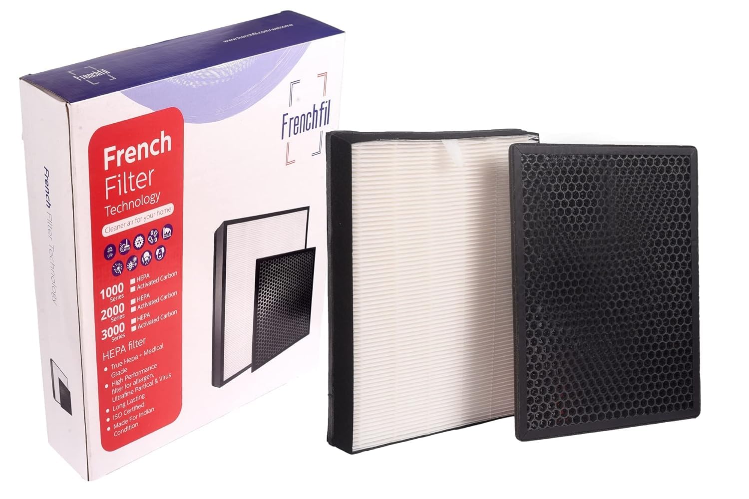 Frenchil H13 Air Purifier Filter Set Compatible With Philips Model AC 2887 / AC 2882 AND AC 2892 NanoProtect 2000 Series True HEPA AND CARBON SET (FY2420 HEPA + FY2422 CARBON) (Filter Set)