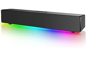 wowspeed Stereo Soundbar with RGB, Bluetooth 5.0 Speaker, USB Speaker, Speaker with RGB LED Lighting, Speaker for Computer, TV, Home Cinema (without Remote Control)