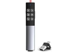 ‎COOGAMEFLY USB C Maus Presenter, Presenter mit 2 in 1 USB und Type-C, Wireless powerpoint fernbedienung 2.4G Presentation Clicker mit Hyperlink/Lautstärkeregler/Vollbild-/Schwarzbild für Windows/Linux/Android