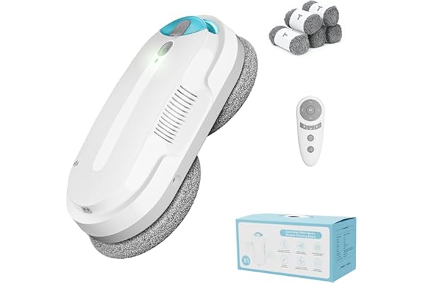 HIXZAP Robot Nettoyeur de fenêtre avec Jet d'eau à pulvérisation ultrasonique bidirectionnelle et réservoir d'eau de 85 ML - Robot de fenêtre avec Forte Puissance d'aspiration (Blanc)