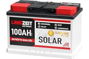‎LANGZEIT BATTERIEN Solarbatterie 12V 100Ah Wohnmobilbatterie Bootsbatterie Schiff Batterie Solar