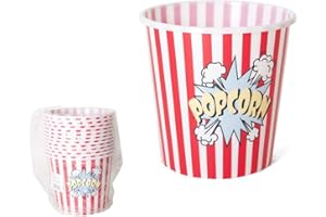 Aurora Store Contenitore Ciotola Popcorn Pop Corn.3 L Misura Medium 17x17x17 cm Secchiello Rigido Riutilizzabile Bianco Rosso Stile Anni 50
