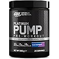 Optimum Nutrition ON Platinum Pump Pre-Workout, Intense Caffeine-Free Pre-Workout Food Supplement with Fruitflow, Beta-Alanine, L-Arginine, L-Citrulline, Blue Raspberry Flavour, 20 Servings, 380 g