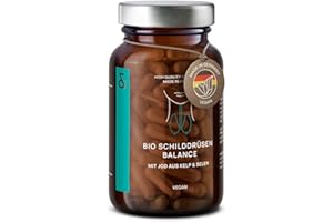 ‎CLAV BIO Jod Selen Komplex Kapseln für die Schilddrüse - 150µg Jod aus aus Bio Kelp (Braunalgen) mit Selen aus Bio Senfsamen - Pflanzlich, Hormonfrei & Vegan - 120 Kapseln - Vorrat für 4 Monate