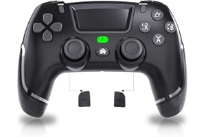 Tefelan Mando para PS4, Inalámbrico Mando Compatible con PS4/Pro/Slim Gamepad con Turbo, Programable Botón, Dual Vibración, 6 Axis Gyro Sensor, Touch Panel-Negro