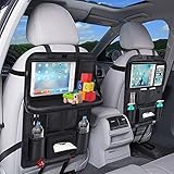 Auto Rücksitz Organisator, Galopar Multifunktionsbett Organisator Auto Speicher Auto Rücksitz Schutz mit Mehrfachtaschen Tabletten Halter Faltender Speisentablett Auto Aufräumung für Kinder - 7