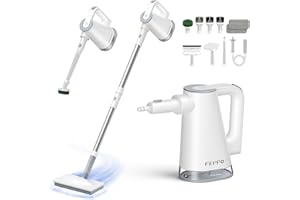 FEPPO Steam Mop with Detachable Handheld Steam Cleaner for Home and Floor Cleaning, 10-in-1 Multi-purpose Attachments & 2 Pads, Powerful Steamer for Floors, Hardwood, Tiles,Grout,Windows,Kitchen,Bath