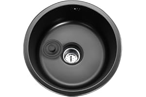 NOYHHAV Évier Rond Noir Cuisine Rénovation Bassin Évier Simple Rond Petit Évier Salle De Bains Évier Rond Lavage Légumes Et Lave Vaisselle Évier 1 Vasque （Couleur : Noir，30CM）