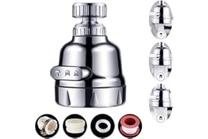 Nsiwem Aireador Giratorio de Grifo de 360 Grados Grifo Giratorio Grifo Anti-Salpicadura Filtro de aireador Pulverizador de tres engranajes ajustable Flex and wash para Cocina Cuarto de baño
