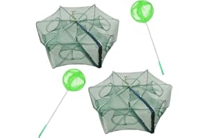 HUNTERBEE 1/2pcs Pesca esca trappola pieghevole granchio gamberi di fiume Pesce Minnow crawdad gamberetti rete Cast portatile