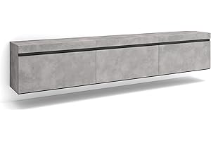 Skraut Home | Mobile TV Soggiorno | Ampio spazio a disposizione | 240x45x35 cm | Sospeso, da appendere | Stile moderno | Cemento