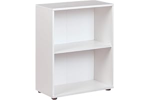 Inter Link - Regał na książki Regał stojący 2 przegrody Półki z regulacją wysokości Regał drewniany Salon Gabinet Biuro Arco 1 Wymiary w cm D: 30 x W: 60 x H: 75 Kolor Biały