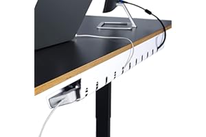 PAMO Kabelkanal Schreibtisch 3er Set zur einfachen Montage untertisch I inkl. 10x Klett Kabelbinder und Kabel-Clips I Schreibtisch Organizer für Büro/Home Office Tisch