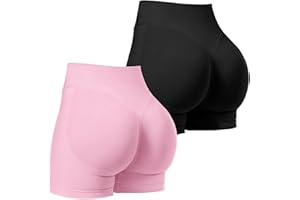 GOZINA 2 PCS Gym Shorts for Women High Waist Booty Shorts - Multiple Sizes Running Yoga Sports Cycling Shorts, High Elasticity Women's Shorts