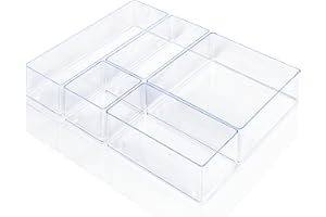 Lilly Things Anti-RUTSCH Schubladen Ordnungssystem (5-teilig Set A, transparent) Schubladen Organizer Schubladeneinsatz Aufbewahrungsbox für Make-Up Kosmetik Schminktisch Schreibtisch Büro Bad Küche